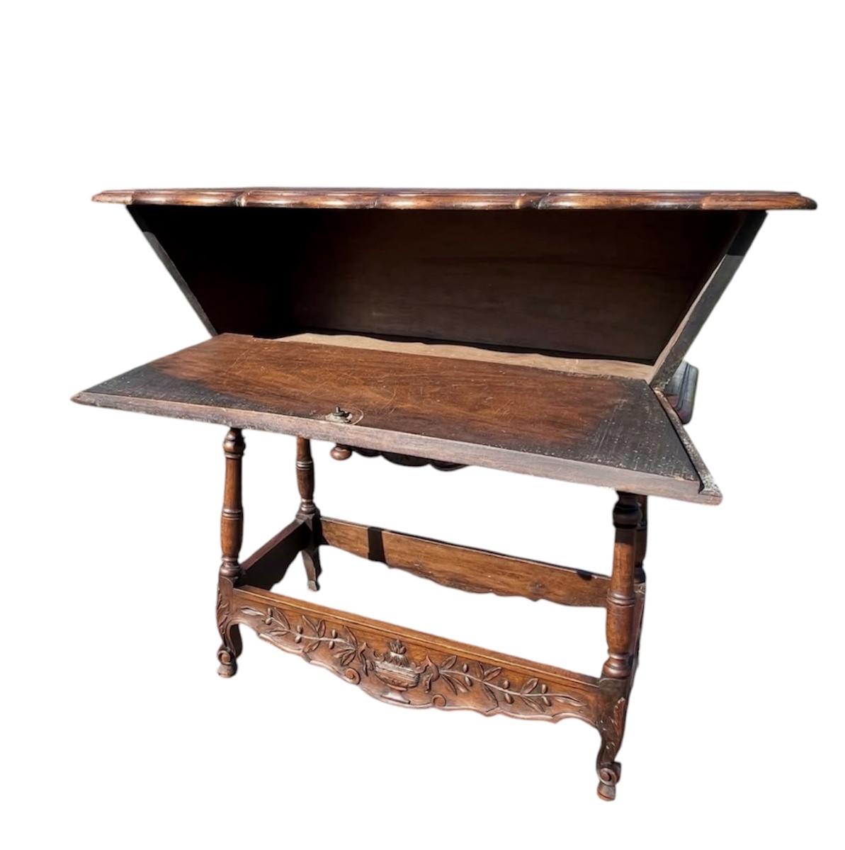 Provençal Kneading Trough Made Of Solid Walnut -photo-4