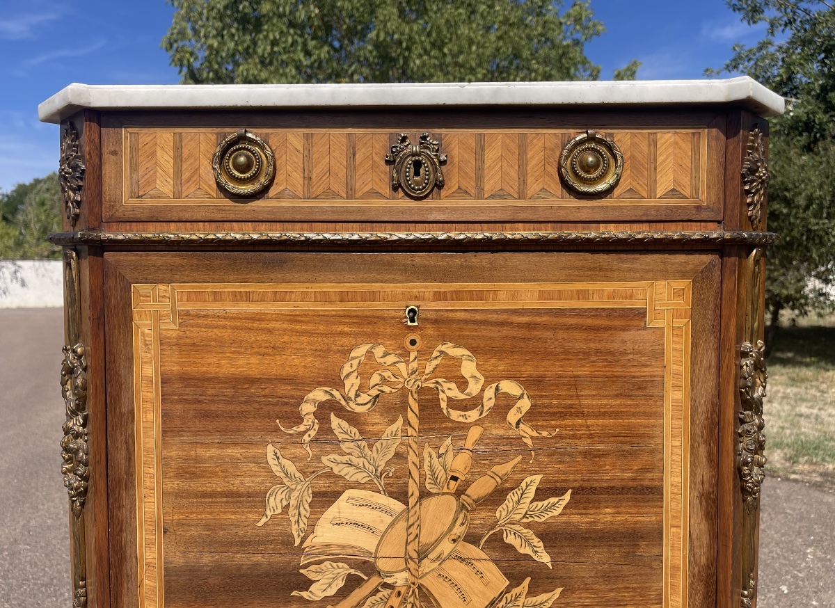 Louis XV/louis XVI Transition-style Marquetry Secretary Desk-photo-3