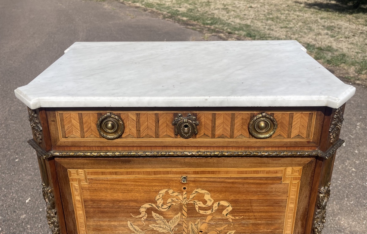 Louis XV/louis XVI Transition-style Marquetry Secretary Desk-photo-4