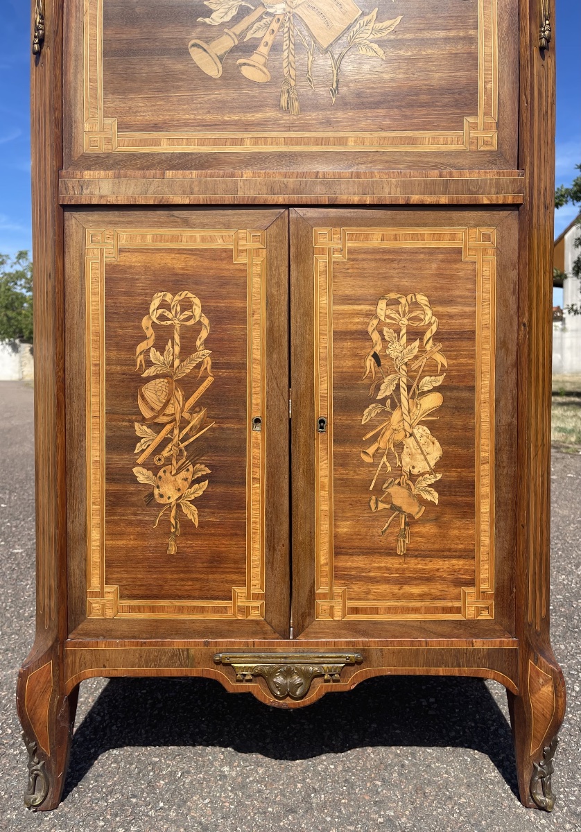 Louis XV/louis XVI Transition-style Marquetry Secretary Desk-photo-1