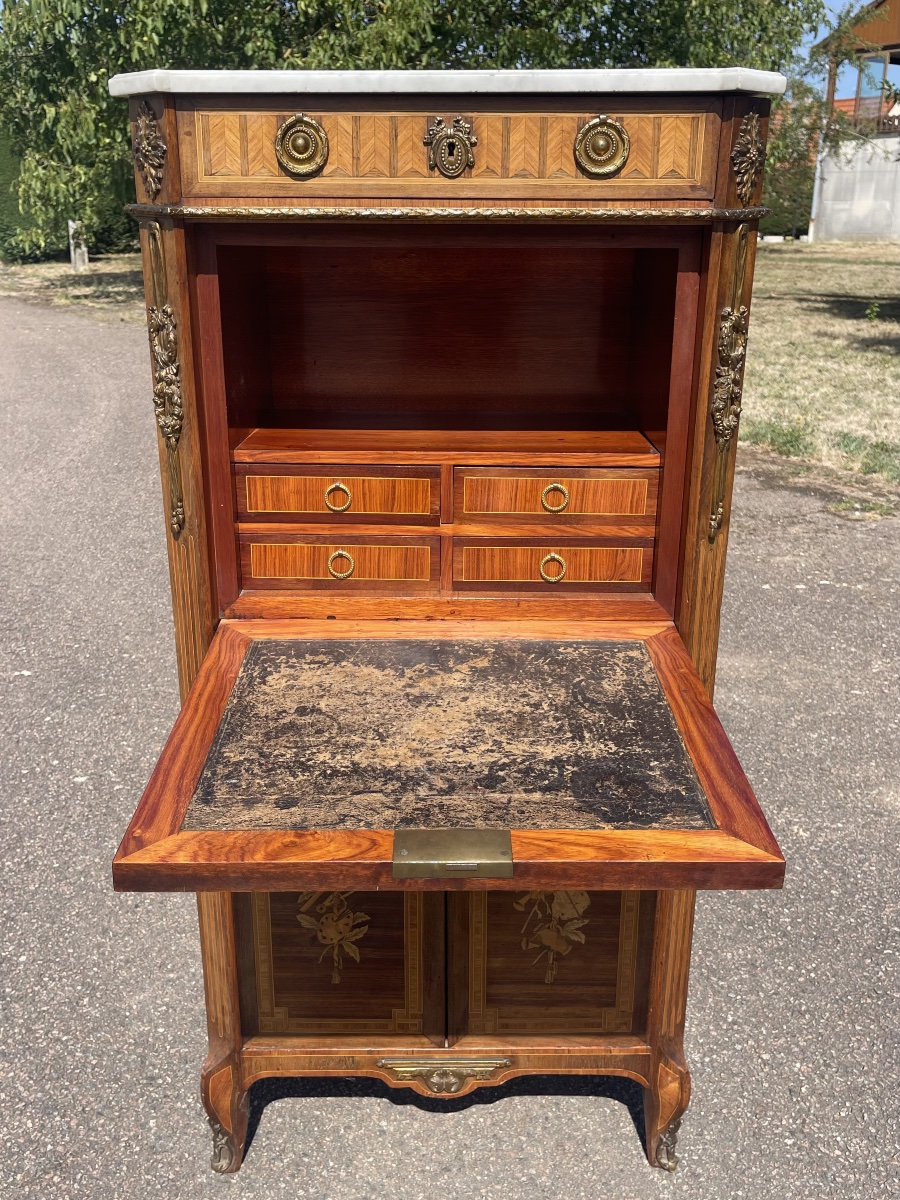 Louis XV/louis XVI Transition-style Marquetry Secretary Desk-photo-2
