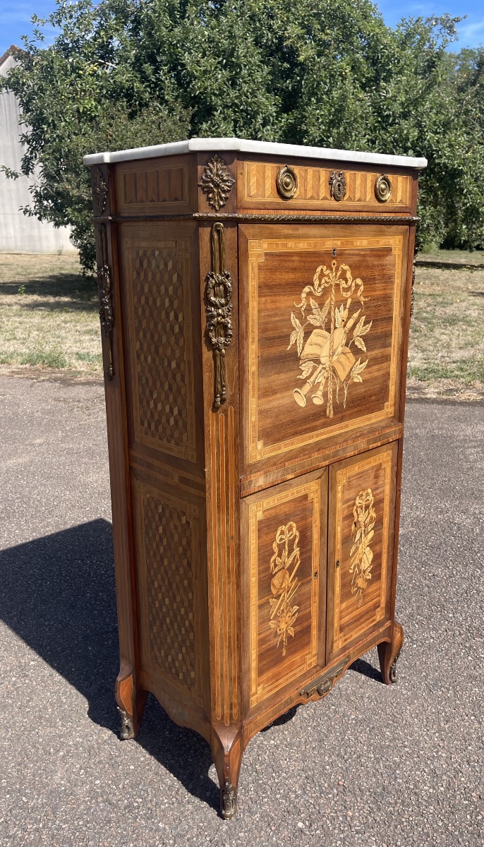Louis XV/louis XVI Transition-style Marquetry Secretary Desk-photo-5