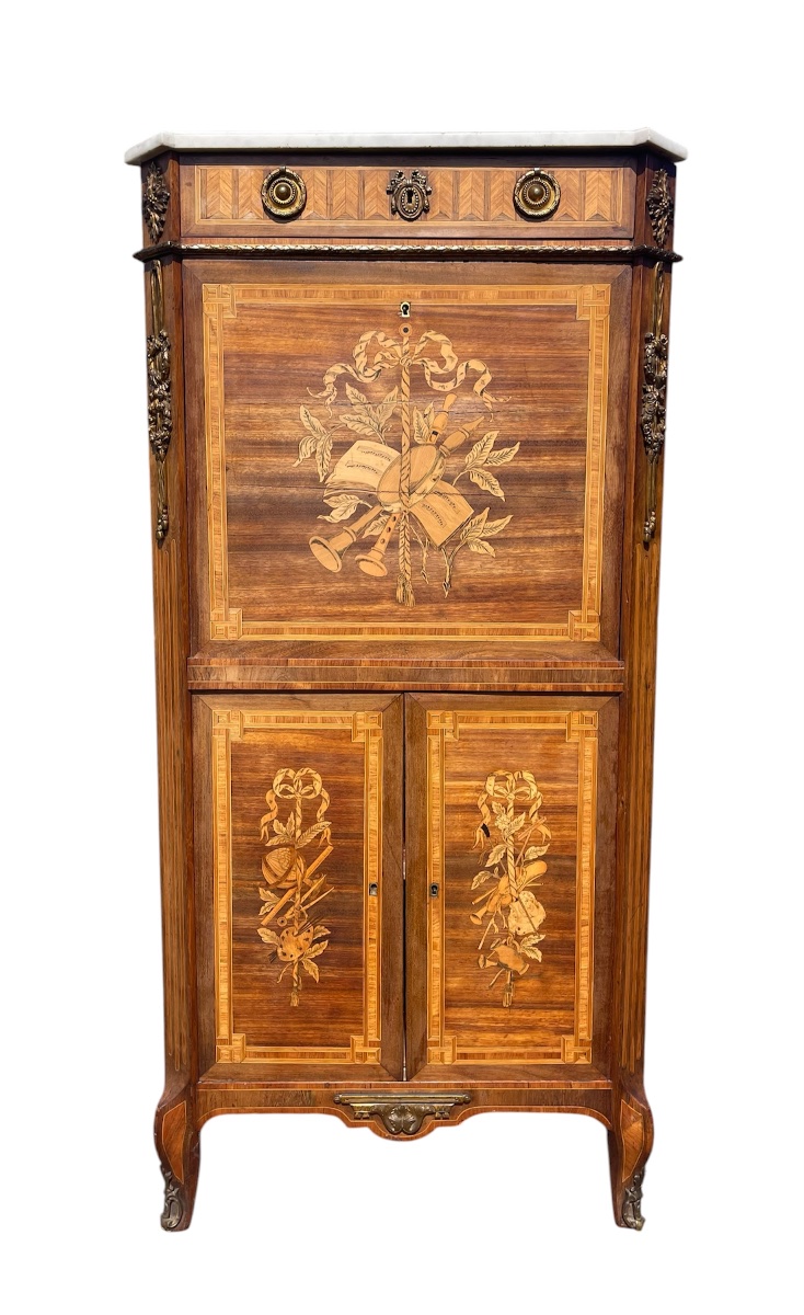 Louis XV/louis XVI Transition-style Marquetry Secretary Desk