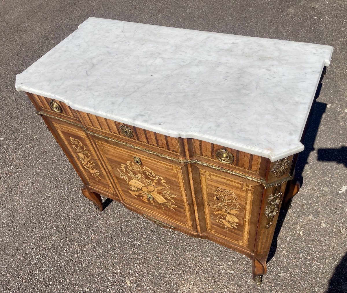 Louis XV/louis XVI Transition-style Marquetry Chest Of Drawers-photo-3