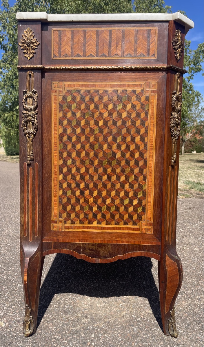Louis XV/louis XVI Transition-style Marquetry Chest Of Drawers-photo-6