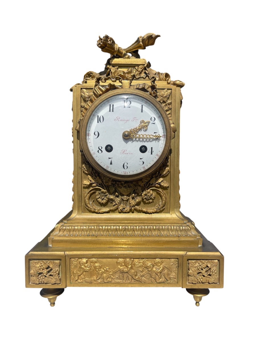 RAINGO Frères - Pendule en Bronze Doré 