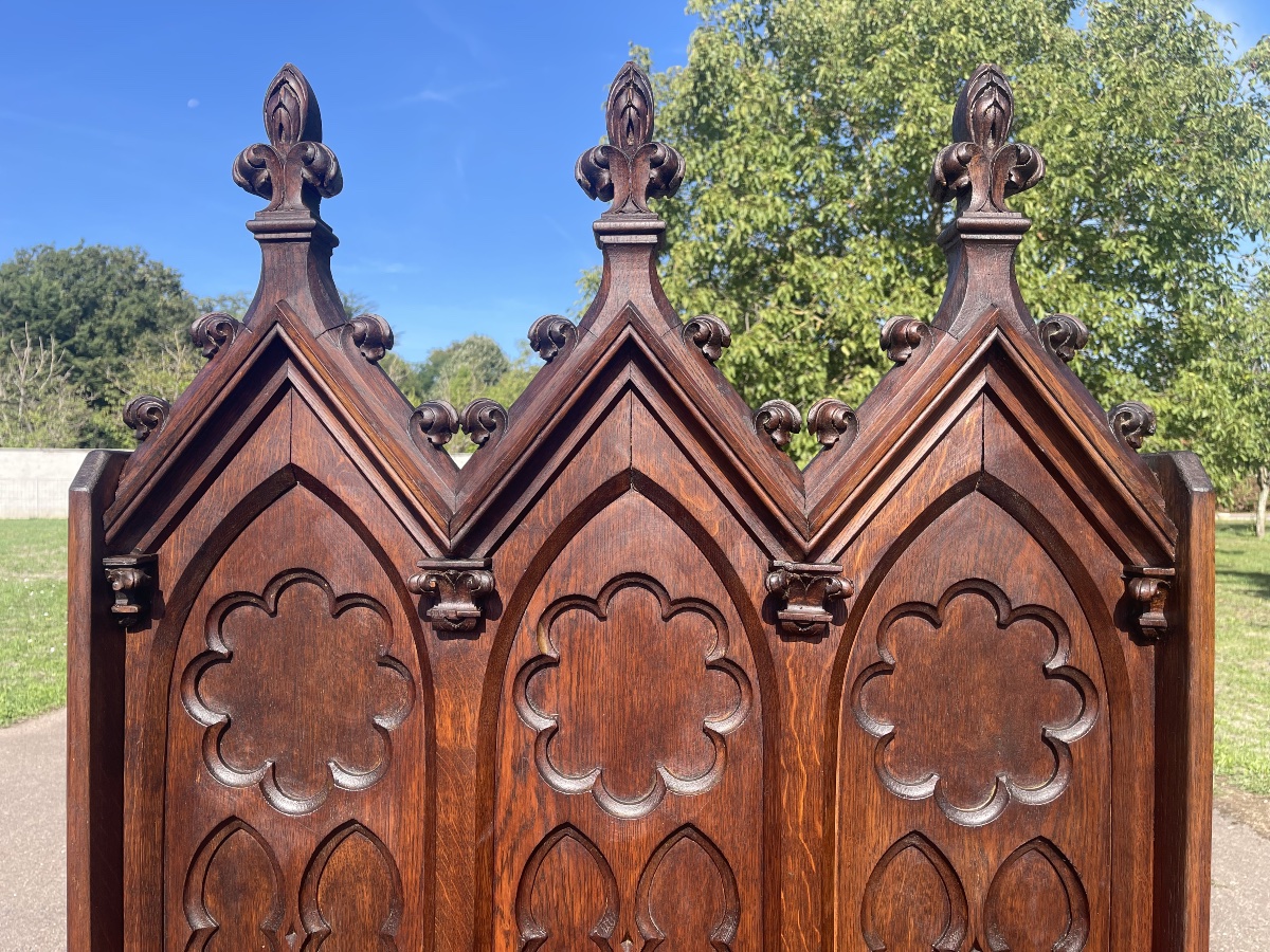 Paire de Bancs-coffres Style Gothique-photo-4