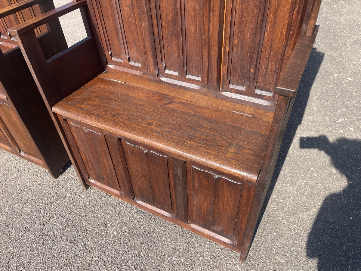 Paire de Bancs-coffres Style Gothique-photo-3
