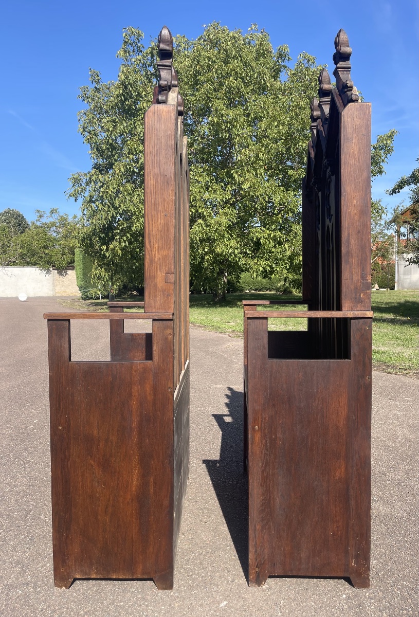 Paire de Bancs-coffres Style Gothique-photo-6