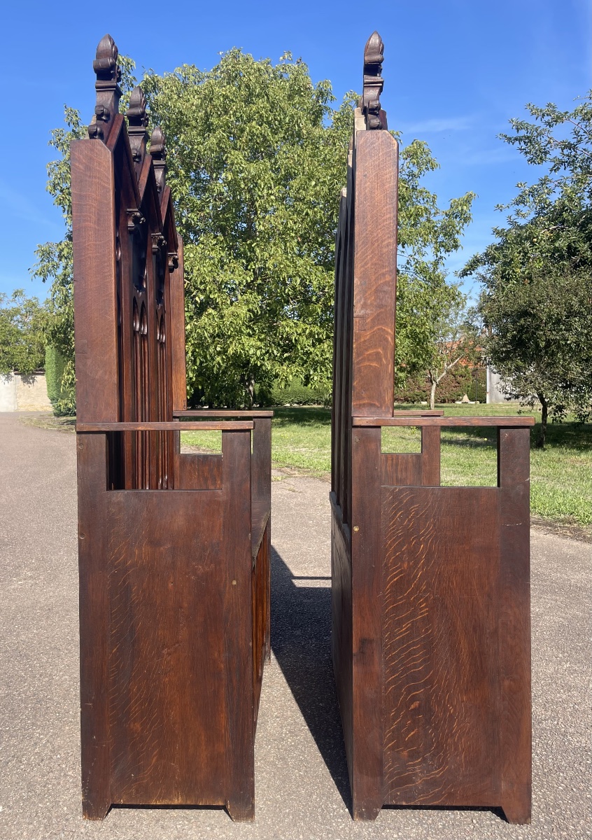 Paire de Bancs-coffres Style Gothique-photo-8