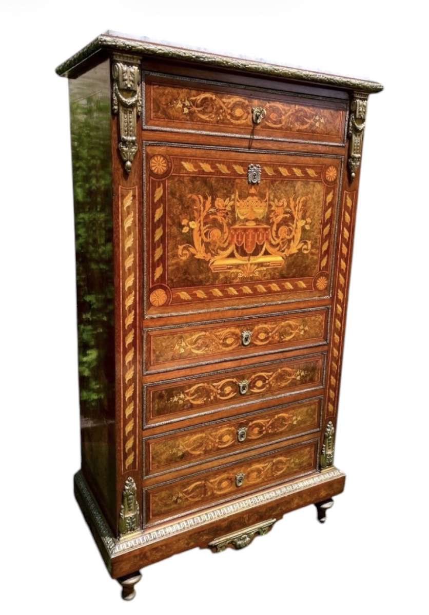 Napoleon III-era Marquetry Secretary Desk