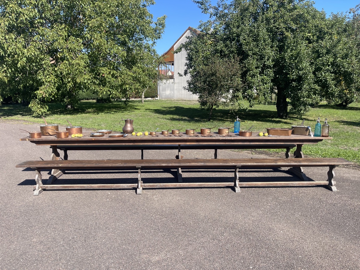 Grande Table de Ferme et ses Bancs, L 5m02-photo-2