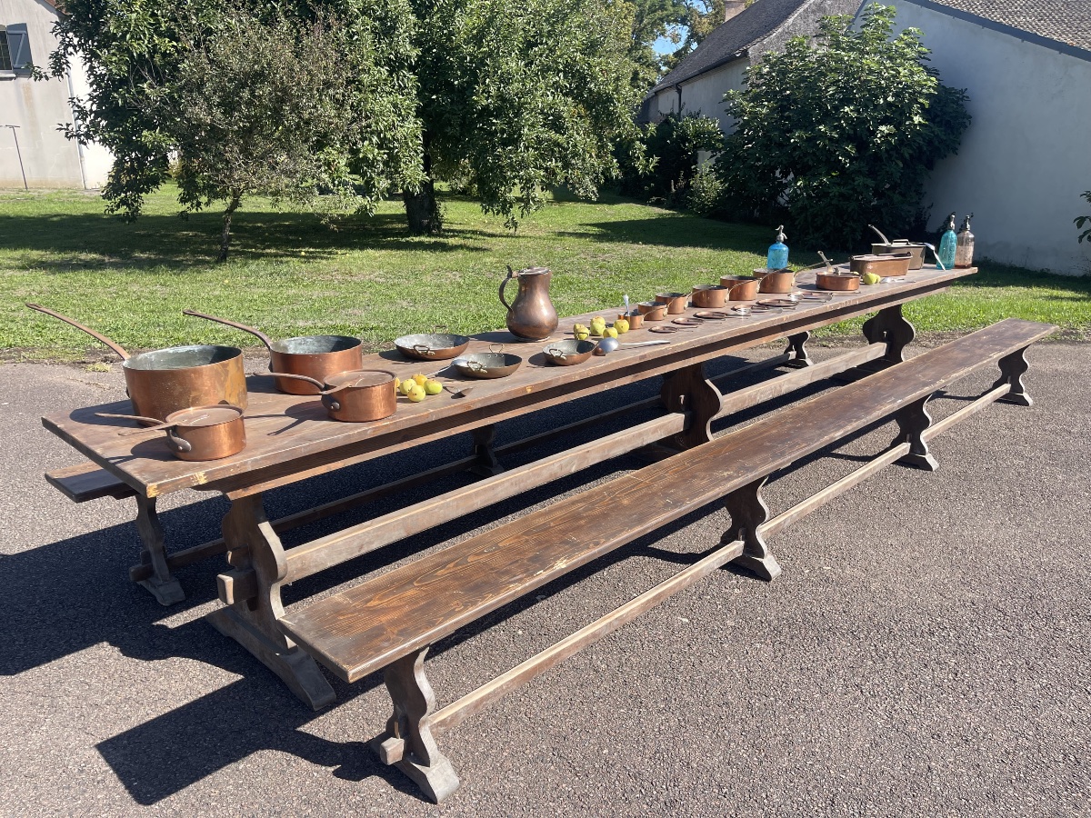 Grande Table de Ferme et ses Bancs, L 5m02