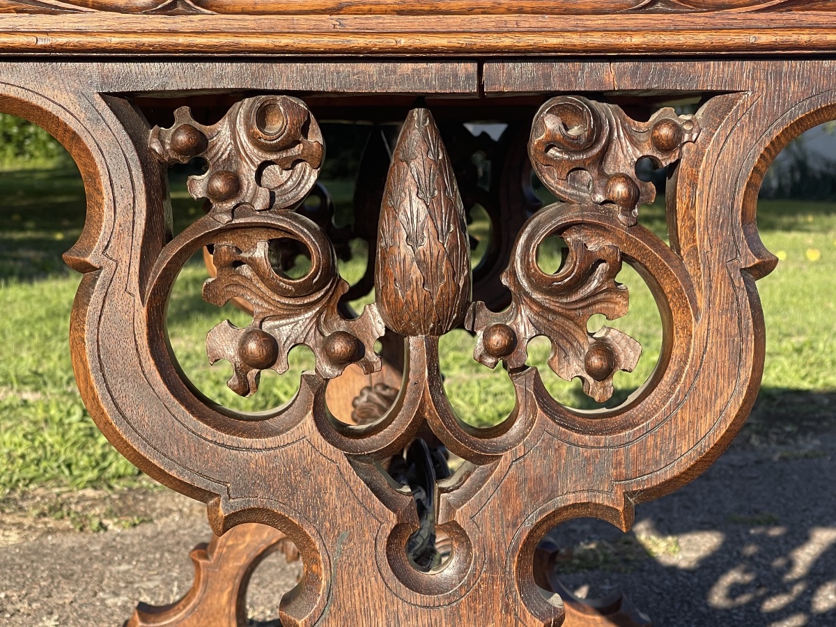Bureau / Table en Chêne Style Gothique-photo-5