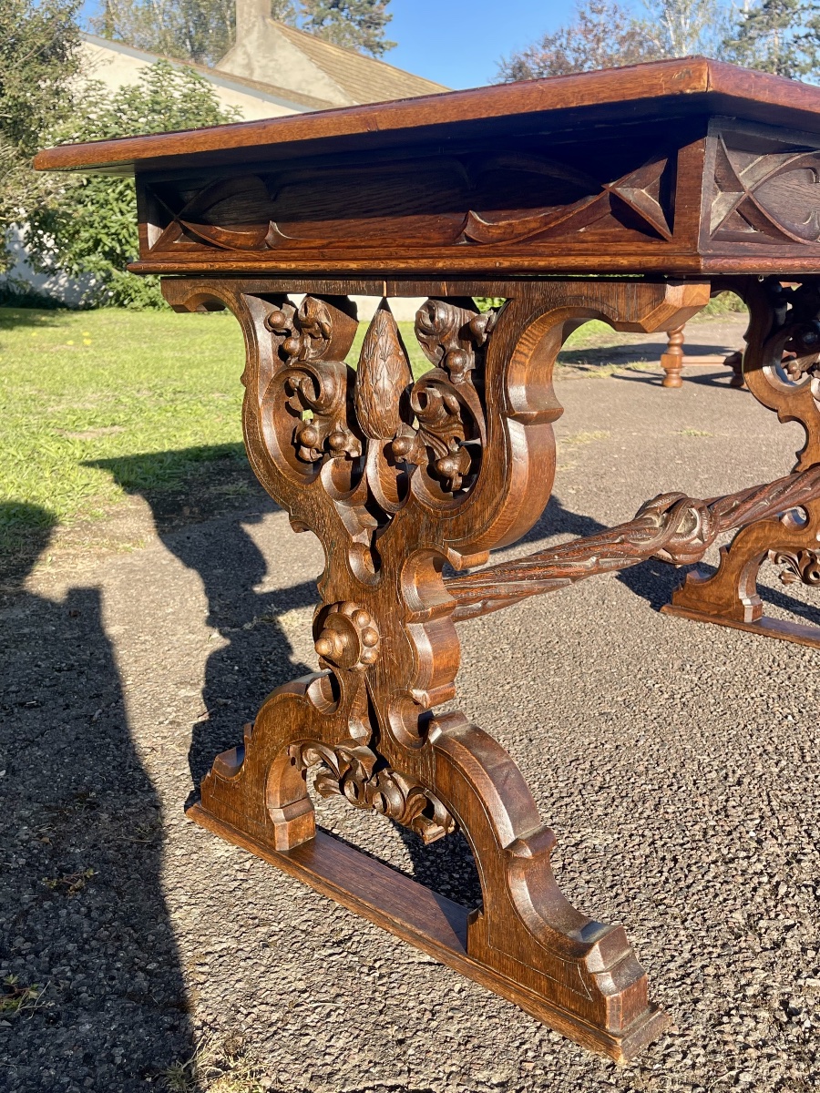 Bureau / Table en Chêne Style Gothique-photo-7