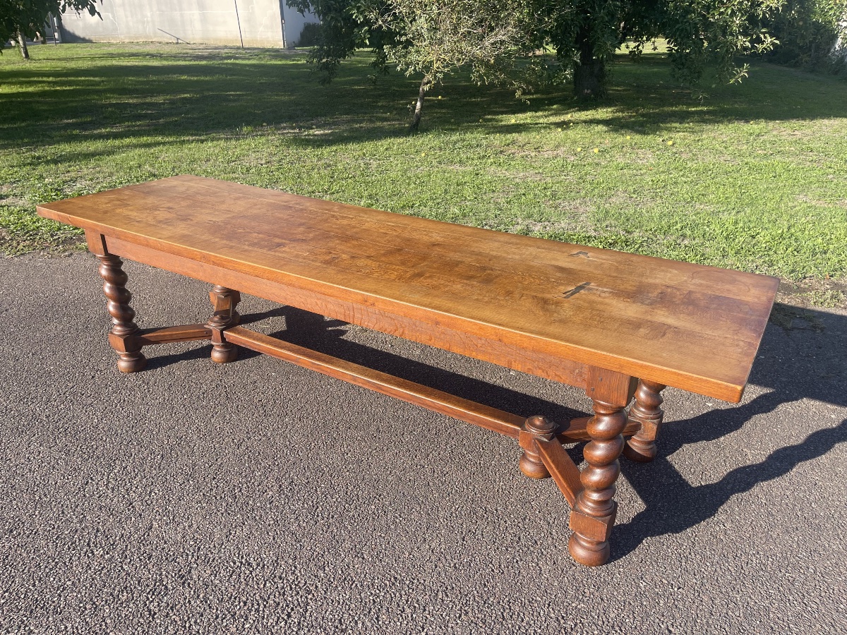 Table de Ferme en Chêne Torsadée Style Louis XIII-photo-3