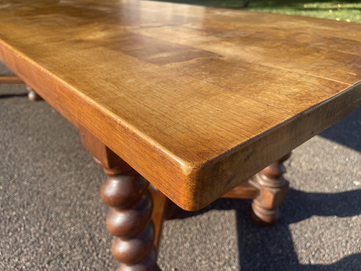 Table de Ferme en Chêne Torsadée Style Louis XIII-photo-2