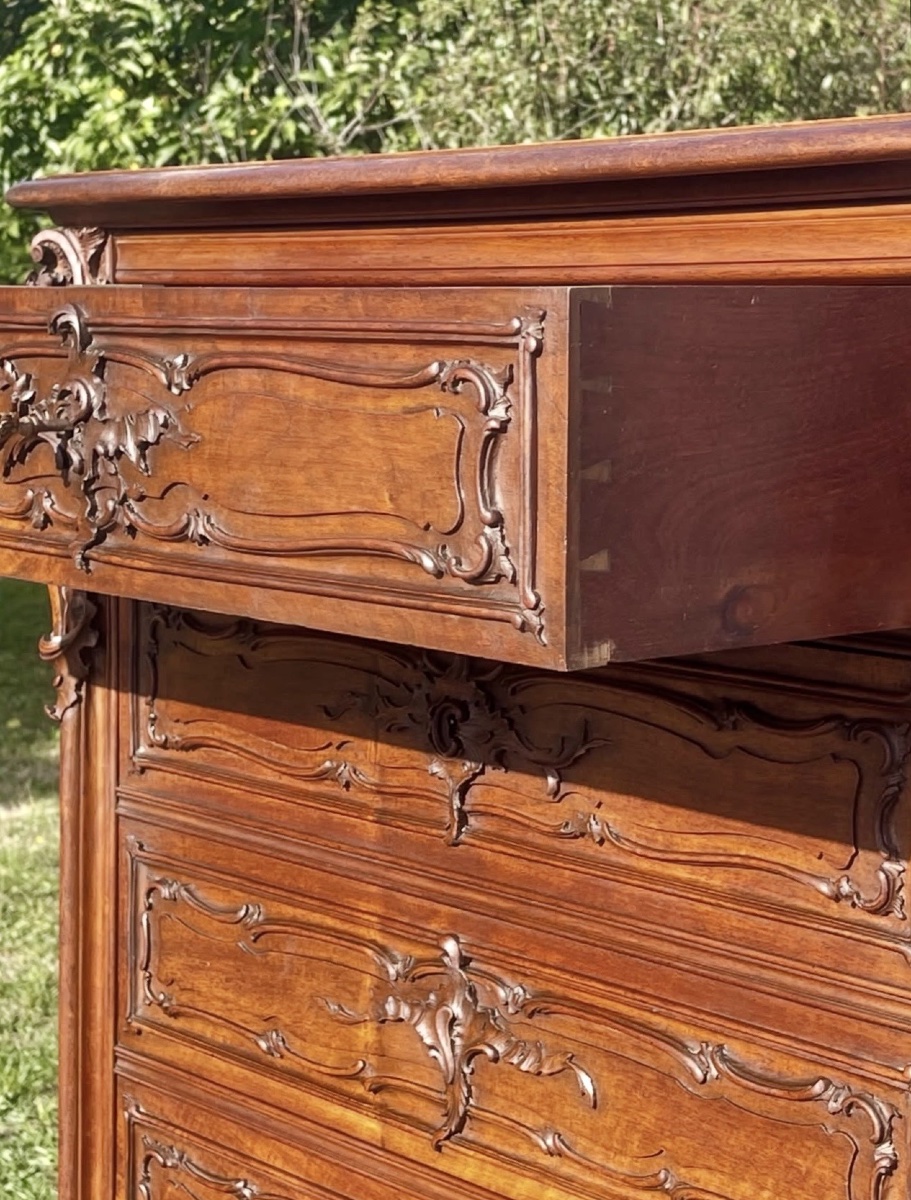 Secrétaire Galbé en Noyer Style Louis XV-photo-4