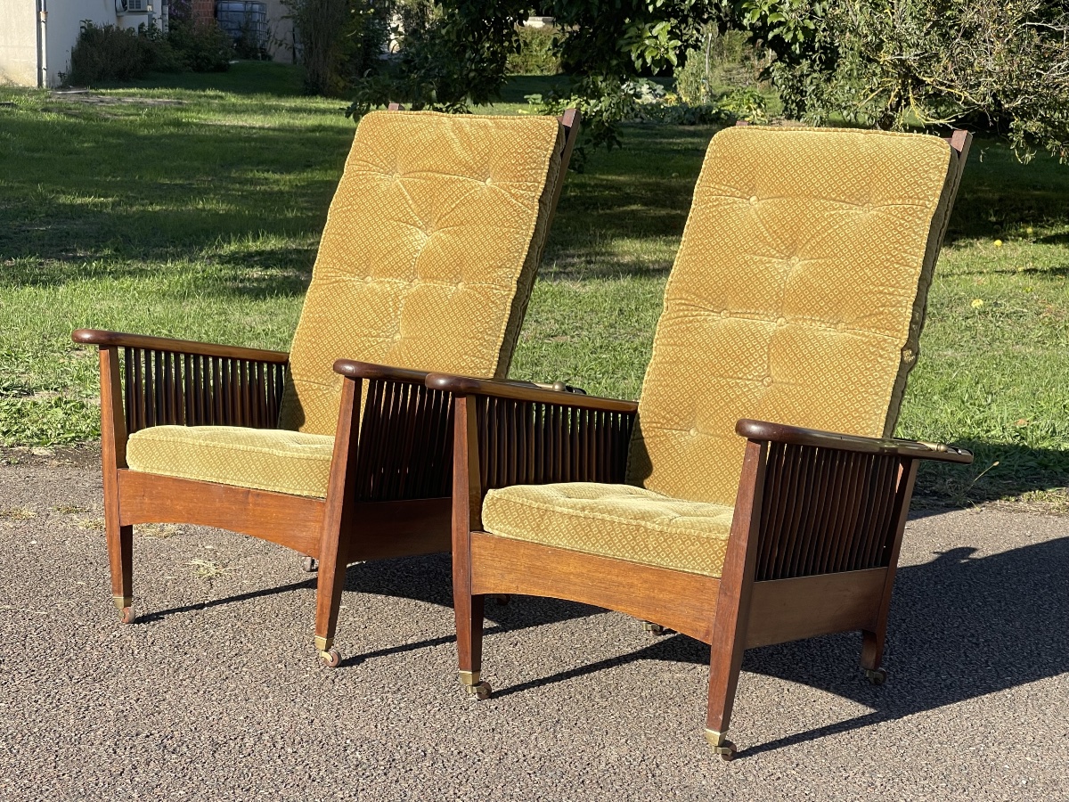 William Morris - Pair Of Mahogany Armchairs-photo-3