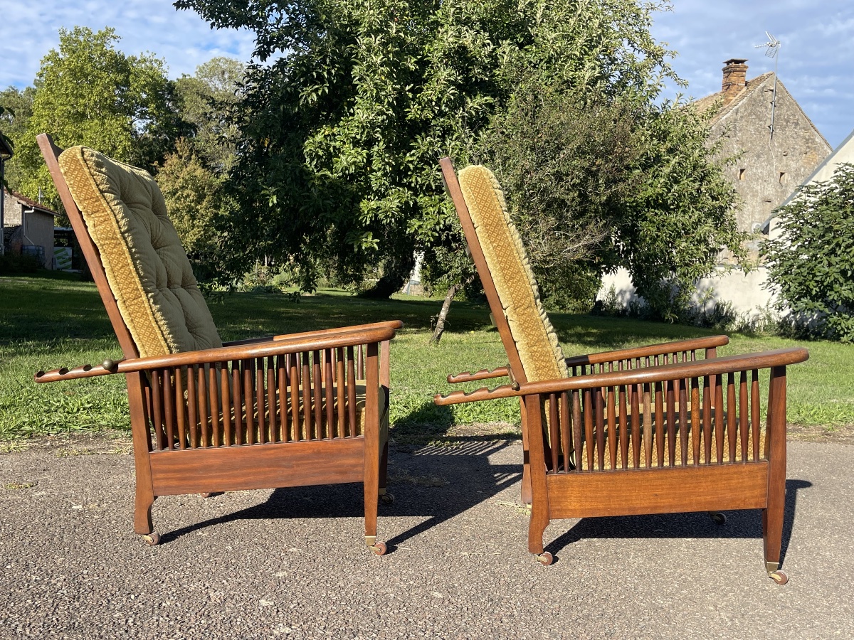 William Morris - Pair Of Mahogany Armchairs-photo-4
