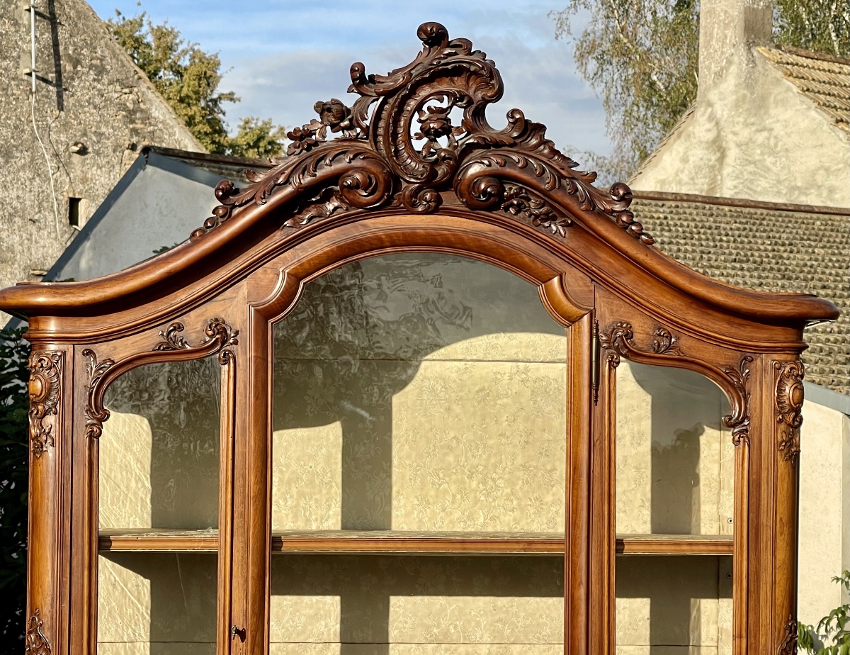 Buffet Vitrine en Noyer Style Louis XV-photo-2