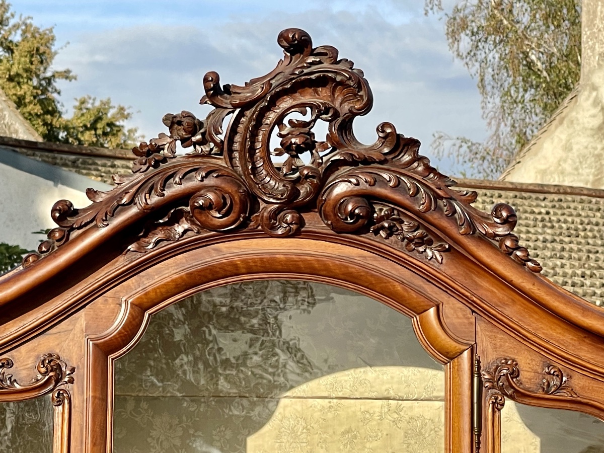 Buffet Vitrine en Noyer Style Louis XV-photo-3