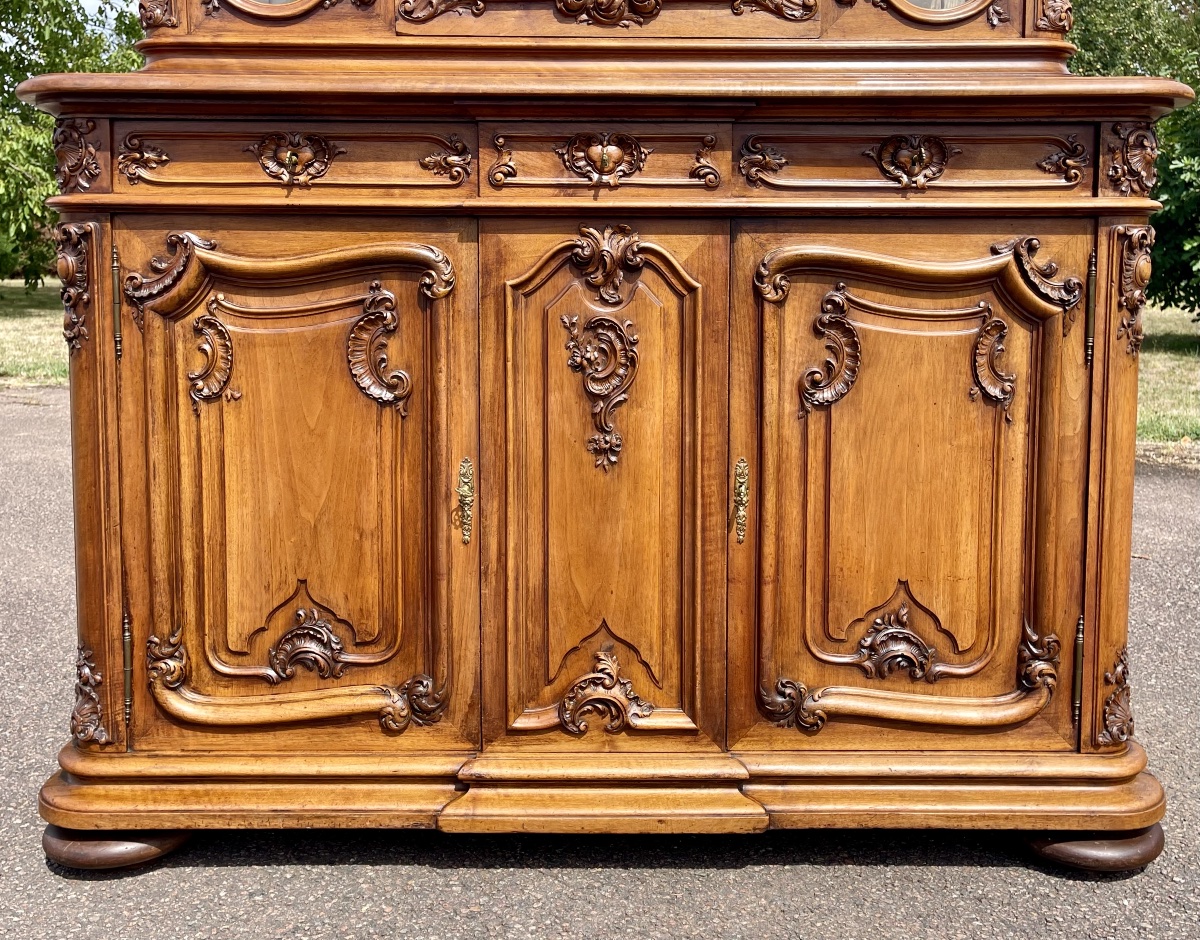 Buffet Vitrine en Noyer Style Louis XV-photo-4