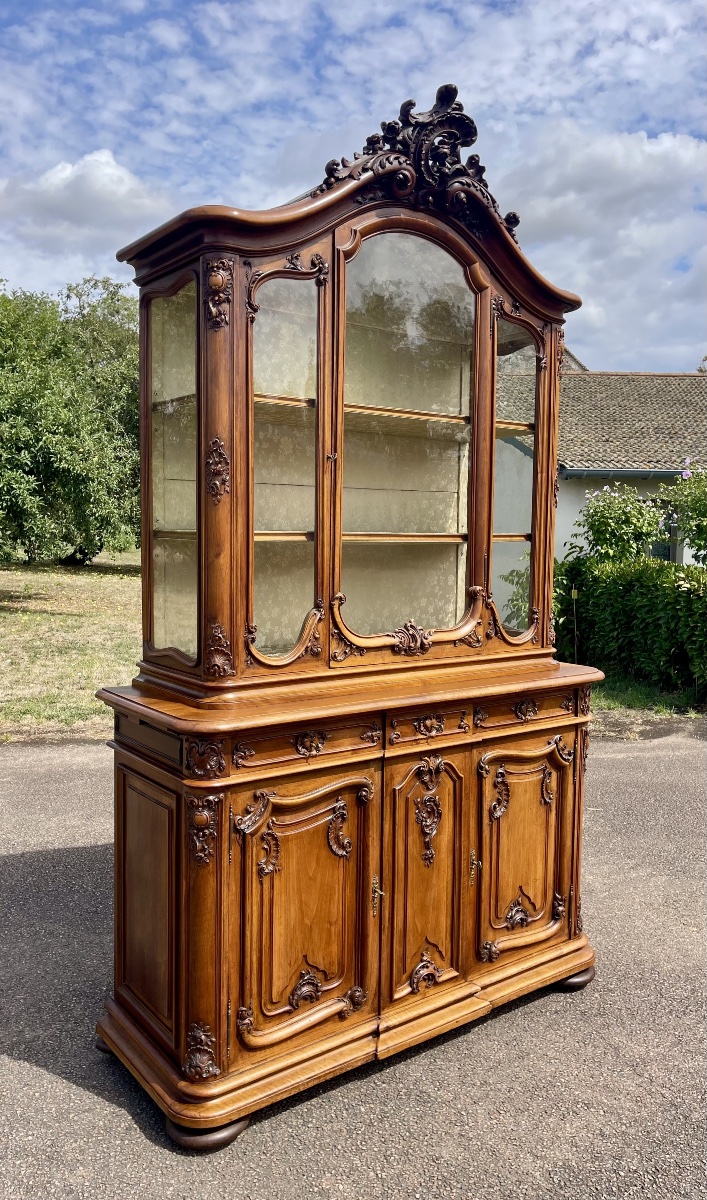Buffet Vitrine en Noyer Style Louis XV-photo-2