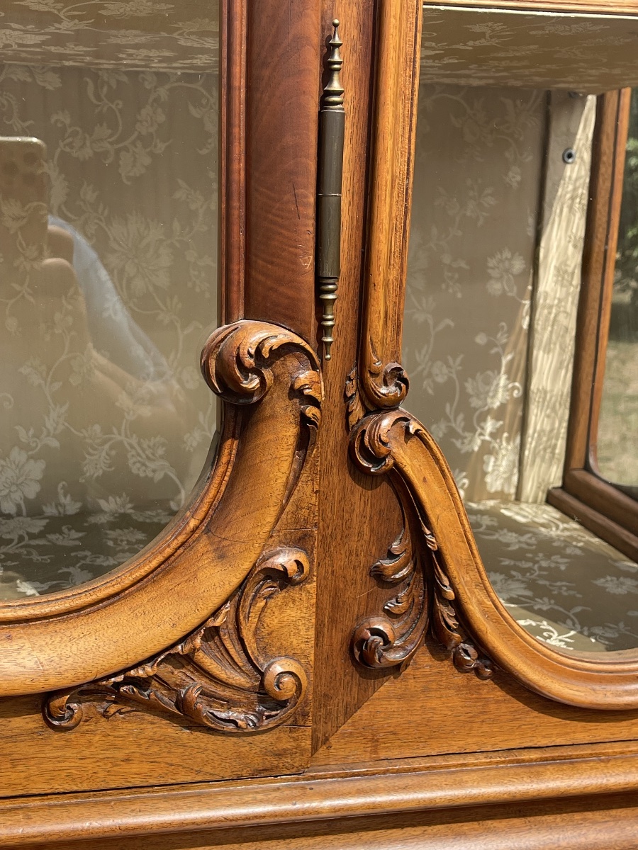 Buffet Vitrine en Noyer Style Louis XV-photo-3