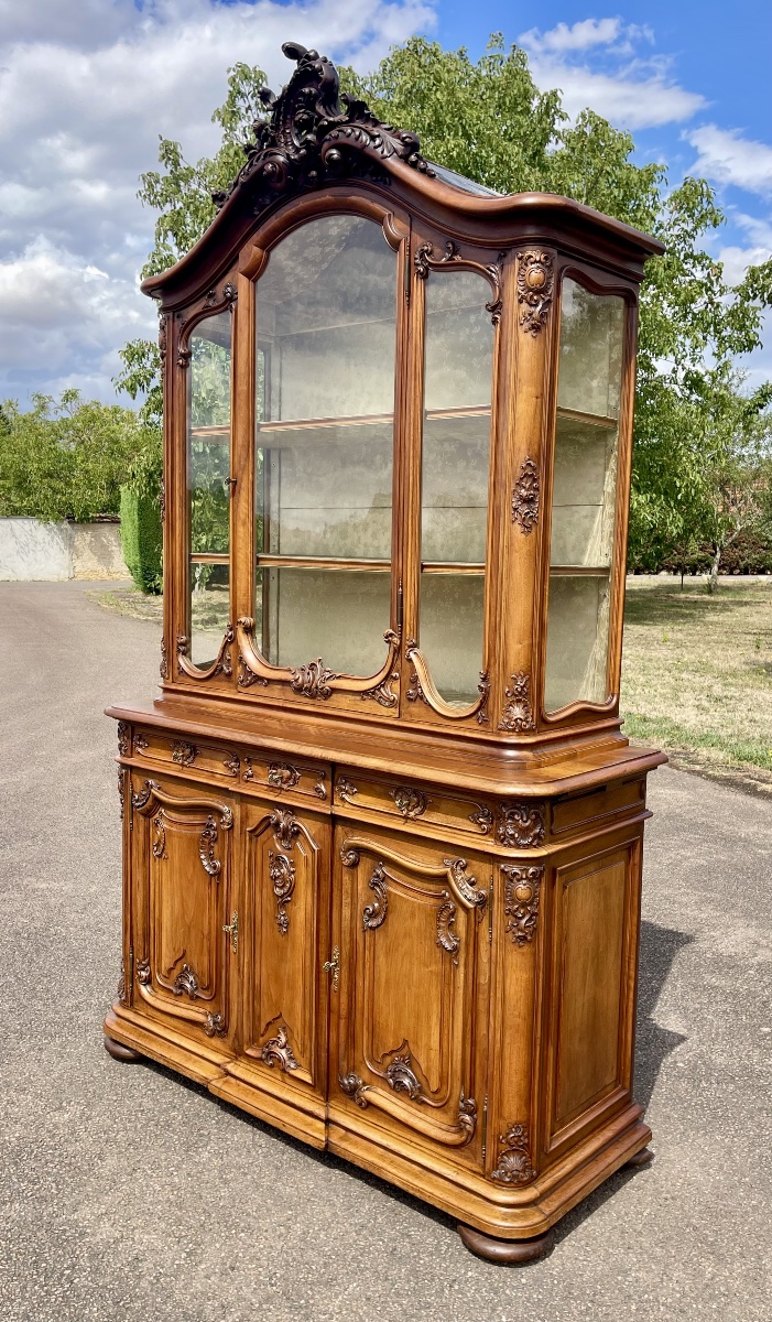 Buffet Vitrine en Noyer Style Louis XV-photo-5