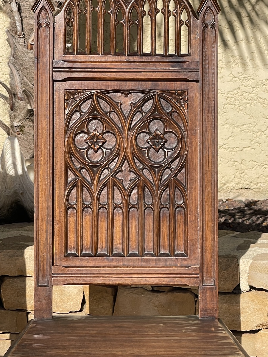 Pair Of Gothic Walnut Chairs-photo-3