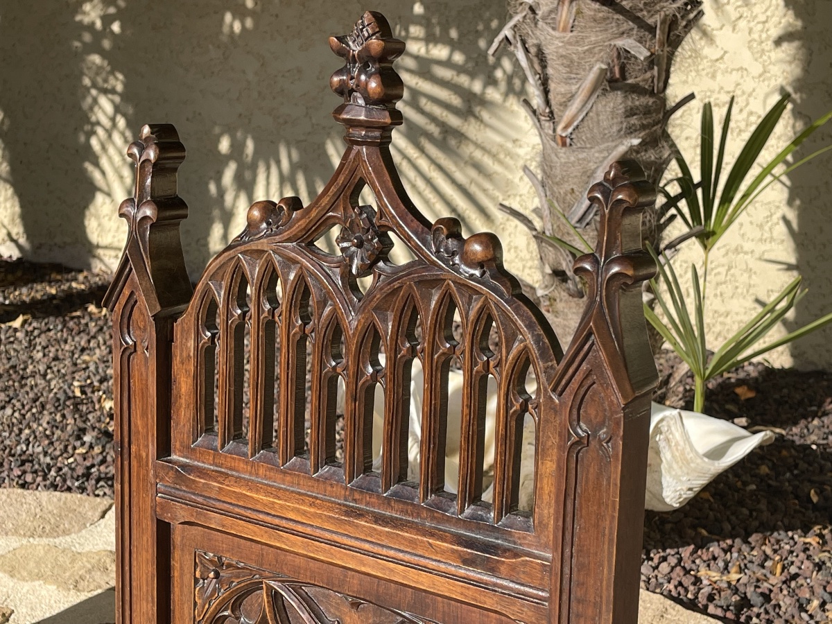 Pair Of Gothic Walnut Chairs-photo-1