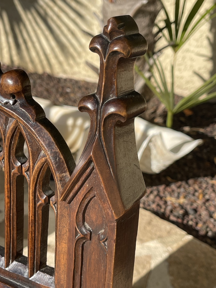 Pair Of Gothic Walnut Chairs-photo-8