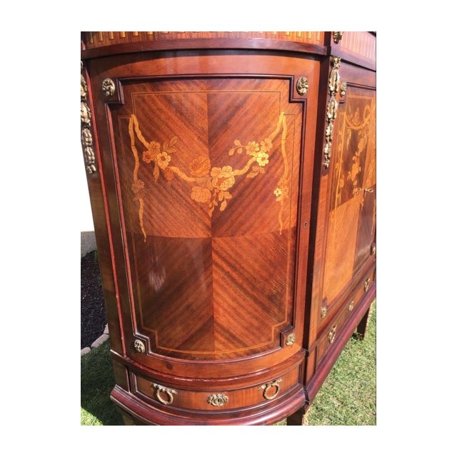 Large Buffet / Marquetry & Bronze Cabinet Louis XVI Style-photo-4