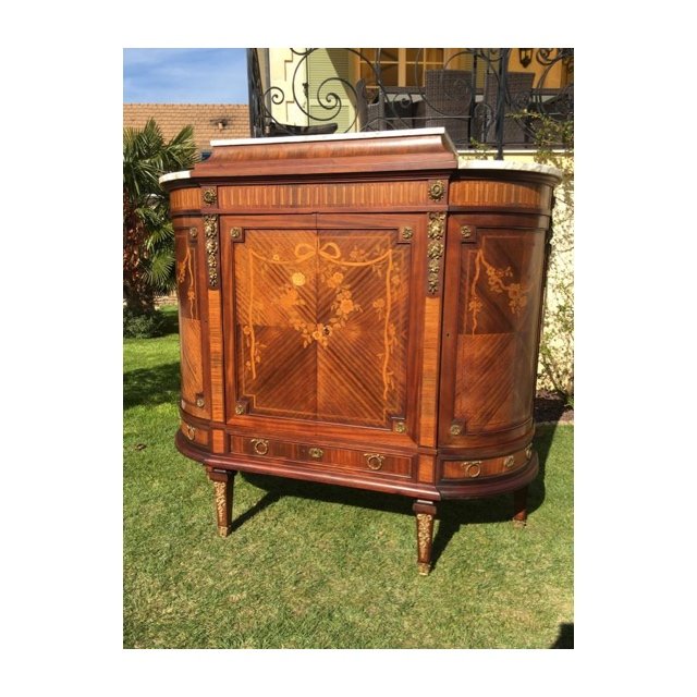 Large Buffet / Marquetry & Bronze Cabinet Louis XVI Style