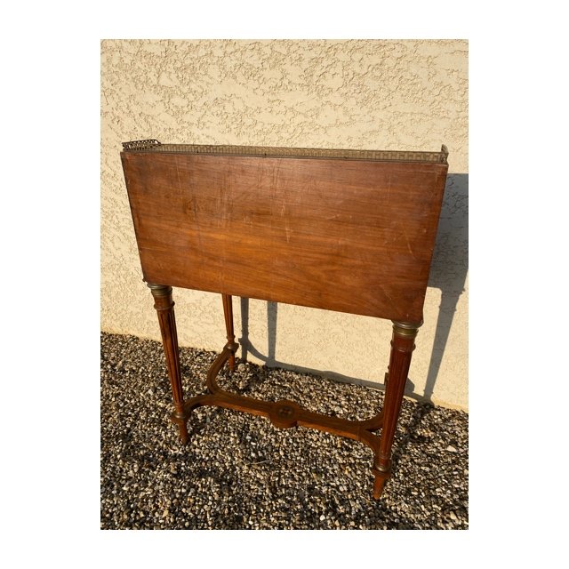 Slope Desk In Walnut And Brass Louis XVI Style-photo-7