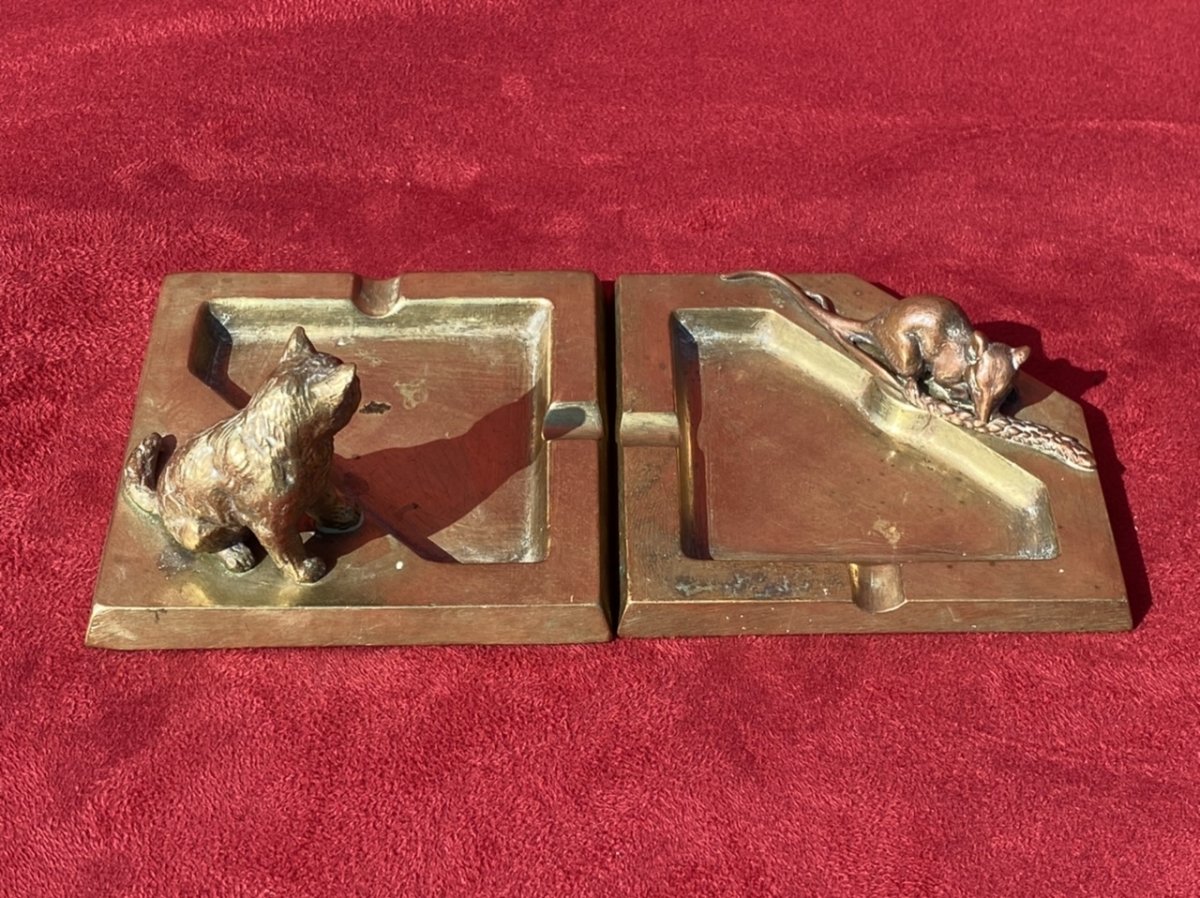 Pair Of Bronze Ashtrays -photo-2