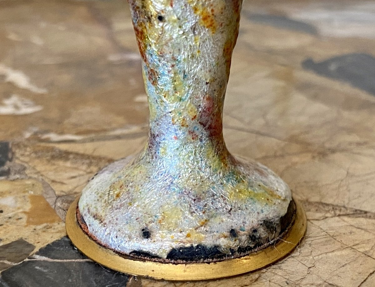 Jules Sarlandie - Enameled Copper Vase Limoges-photo-1
