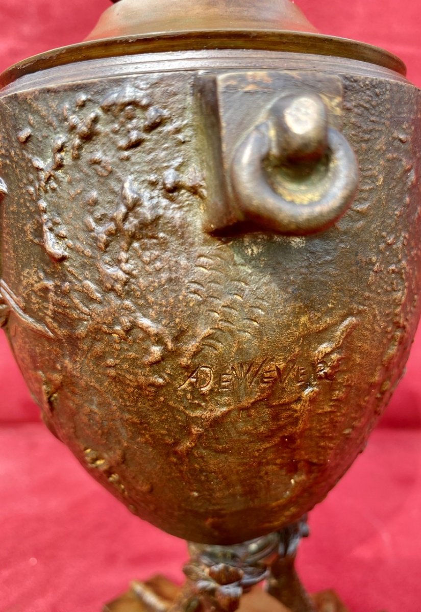 Auguste De Wever - Bronze « the Frogs Asking For A King »j. De La Fontaine-photo-4