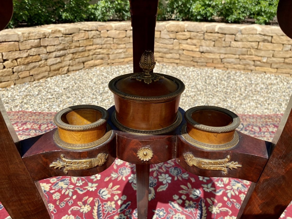  Sellette/Barbière en Acajou et Bronze Époque Empire-photo-4