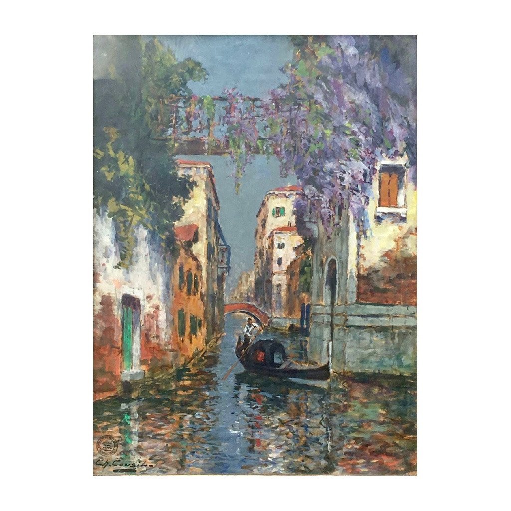 Charles Cousin - Pastel, View Of Venice-photo-2