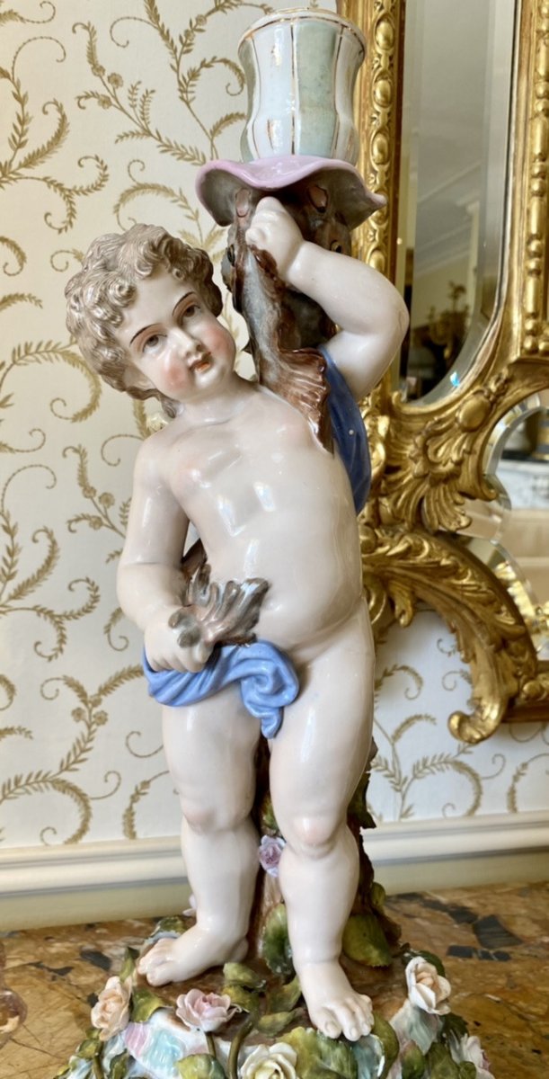 SITZENDORF - Paire de Bougeoirs Vénus & Cupidon -photo-4