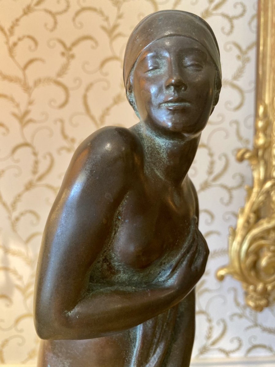 G. Chauvel - Bronze, Bath Of Champagne Caron Paris 1926-photo-2