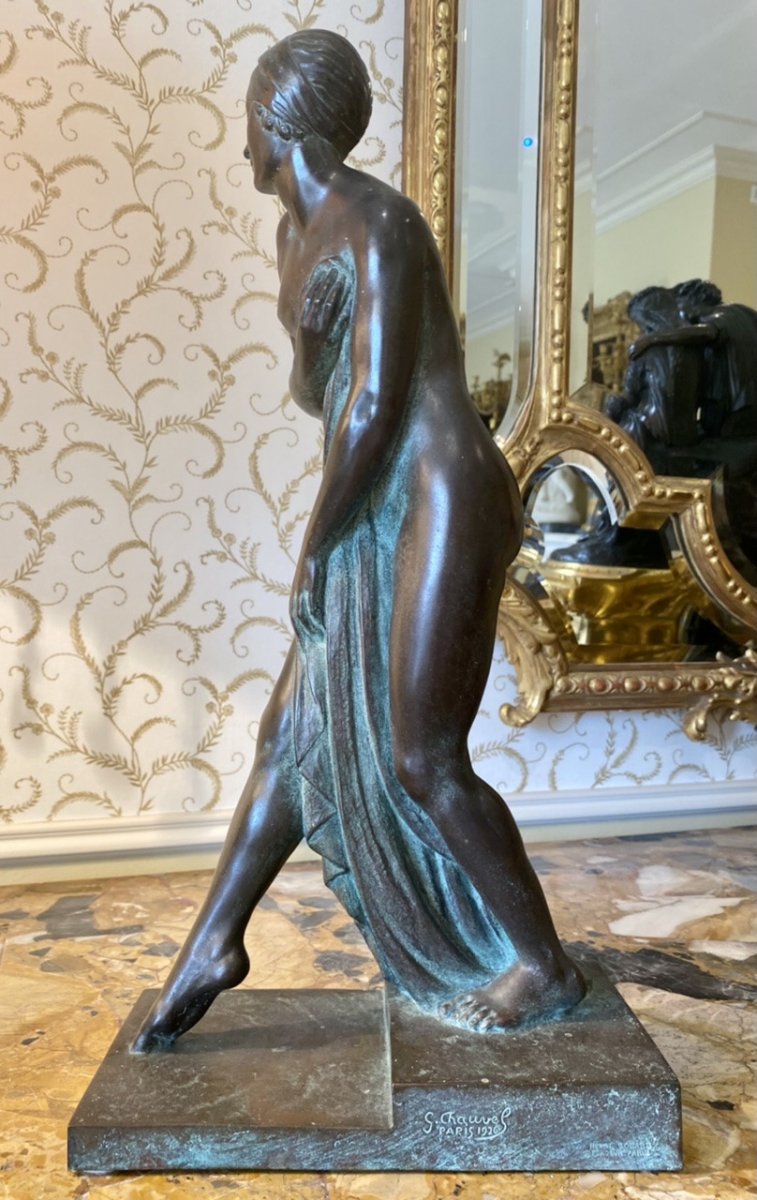 G. Chauvel - Bronze, Bath Of Champagne Caron Paris 1926-photo-6