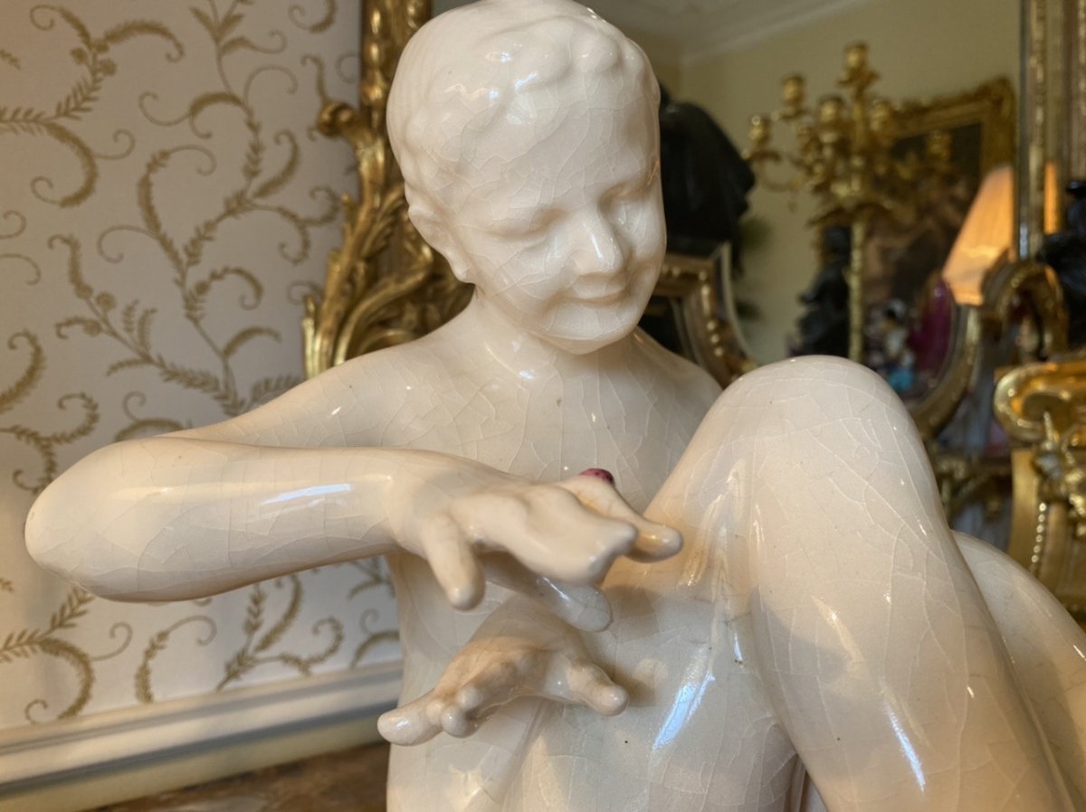 Oscar Zadory - Ceramic Ch France, Young Woman And Ladybug-photo-2