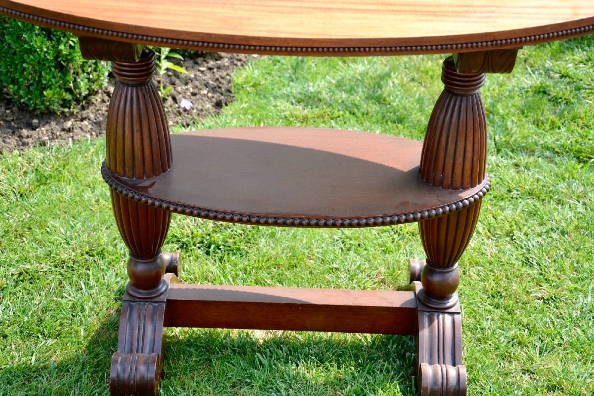 Oval Table Or Pedestal In Solid Mahogany-photo-3