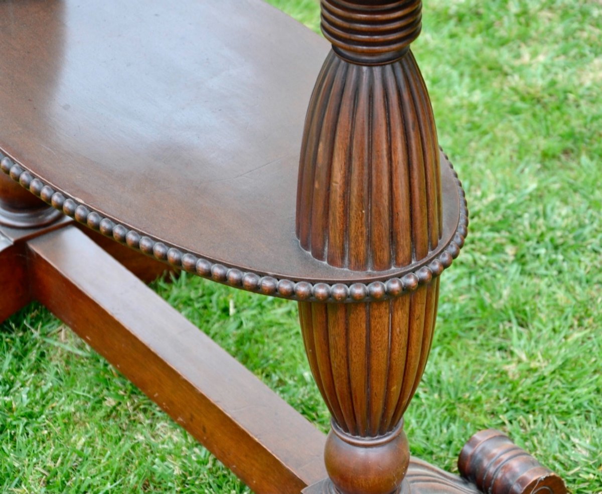 Oval Table Or Pedestal In Solid Mahogany-photo-4