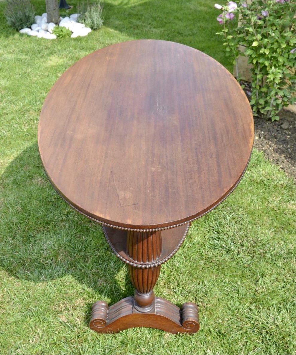 Oval Table Or Pedestal In Solid Mahogany-photo-1