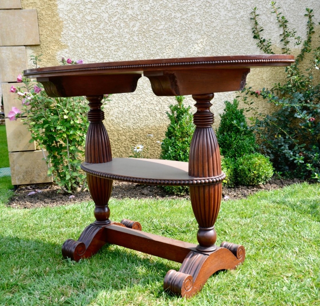 Oval Table Or Pedestal In Solid Mahogany-photo-2