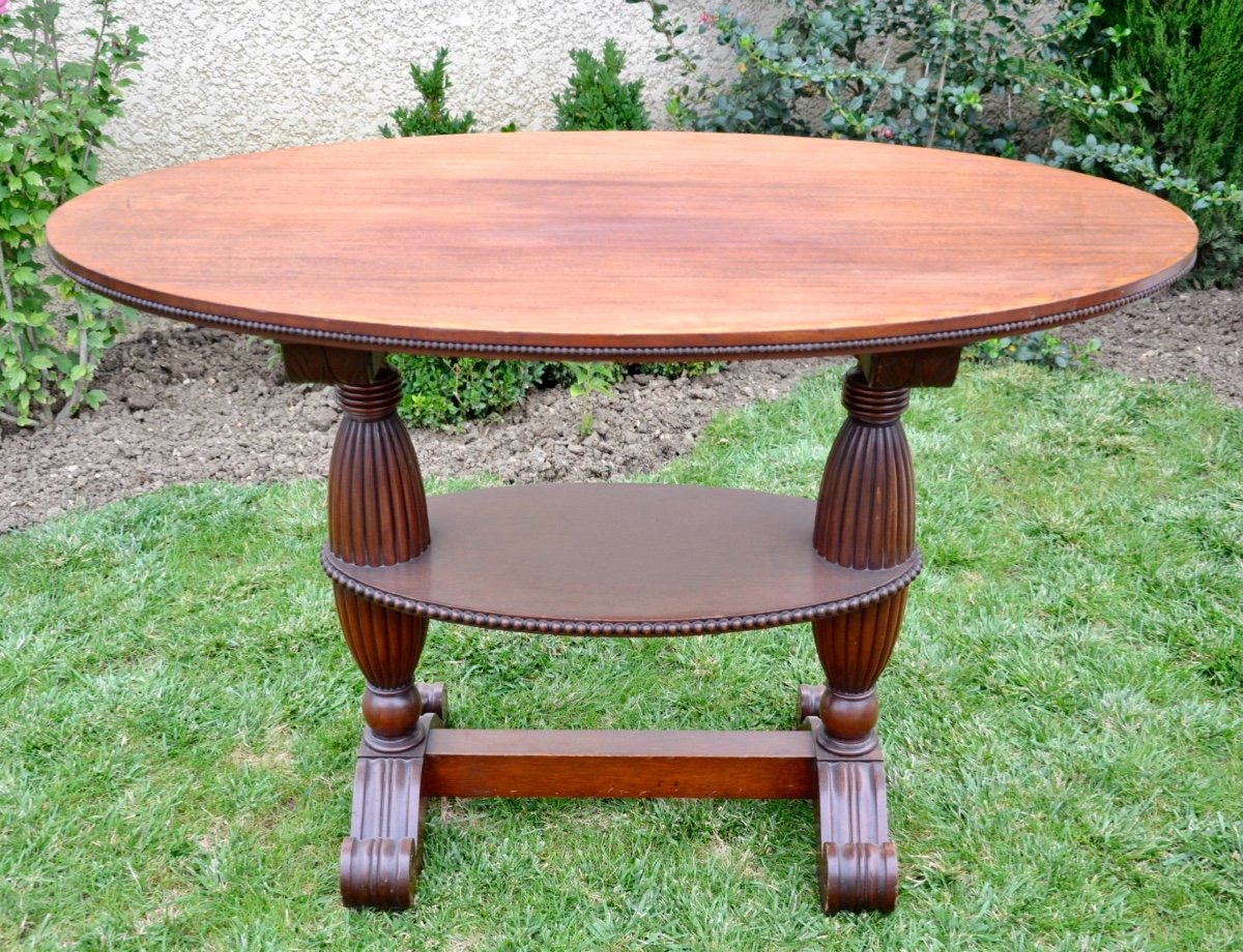 Oval Table Or Pedestal In Solid Mahogany